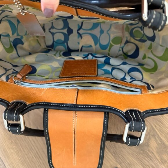 Coach Basket Handbag - with black leather trim - Picture 3 of 3